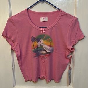 LoveShackFancy X Hurley Pink Tropical Graphic Tee